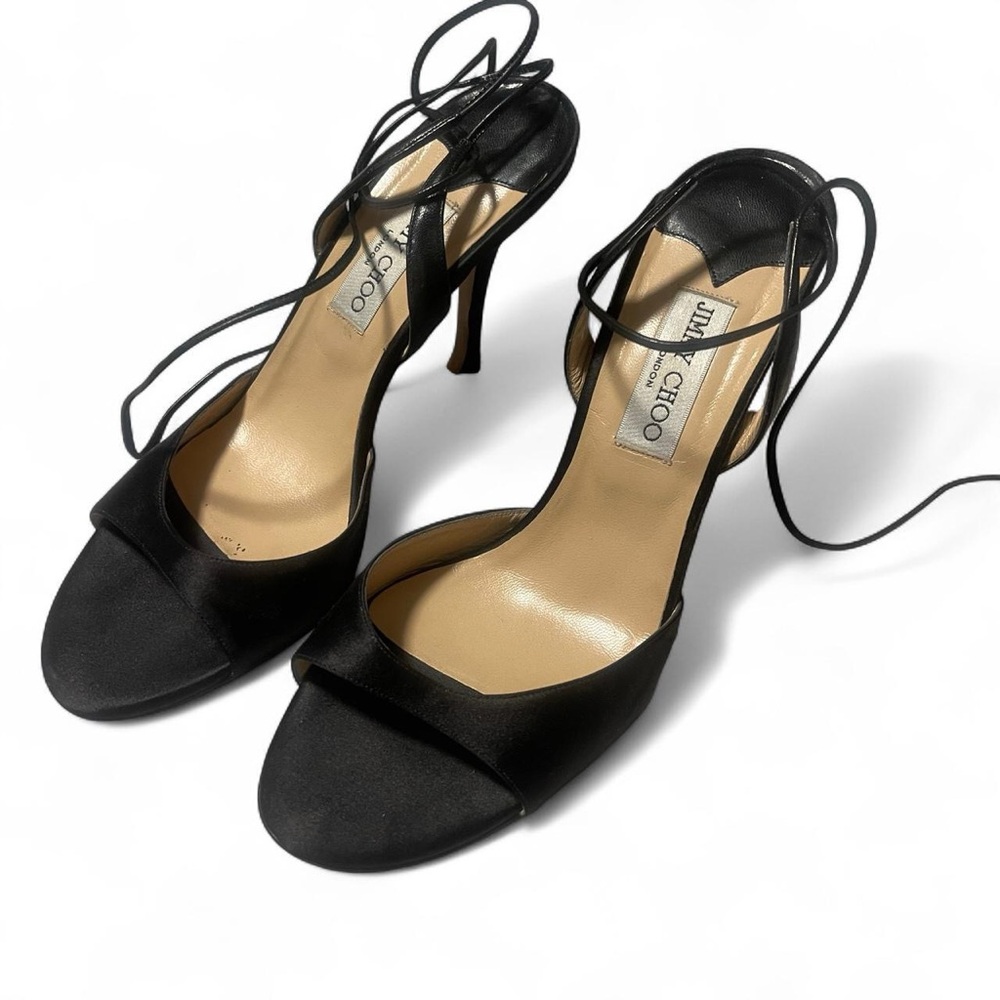 Jimmy Choo Black Stiletto Heels with Ankle Straps